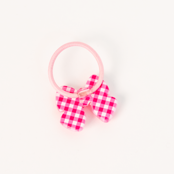 Star Ribbon Resin Gingham & Glitter Hair Clip & Tie Set | Fuschia