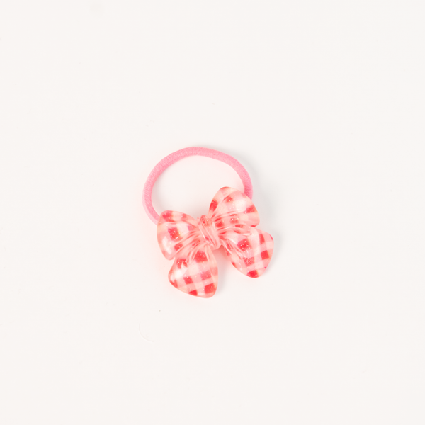 Star Ribbon Resin Gingham & Glitter Hair Clip & Tie Set | Red