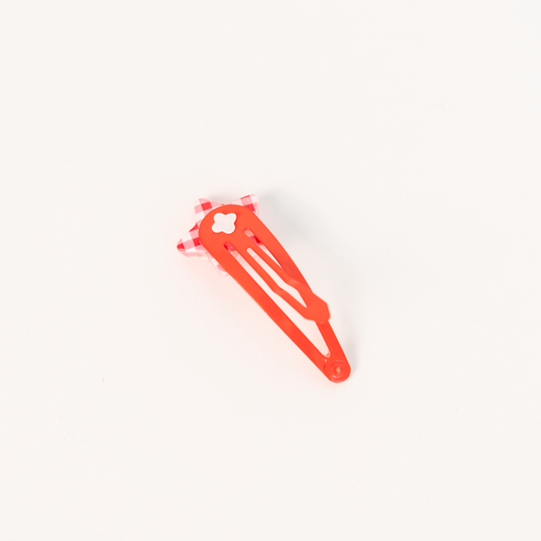 Star Ribbon Resin Gingham & Glitter Hair Clip & Tie Set | Red