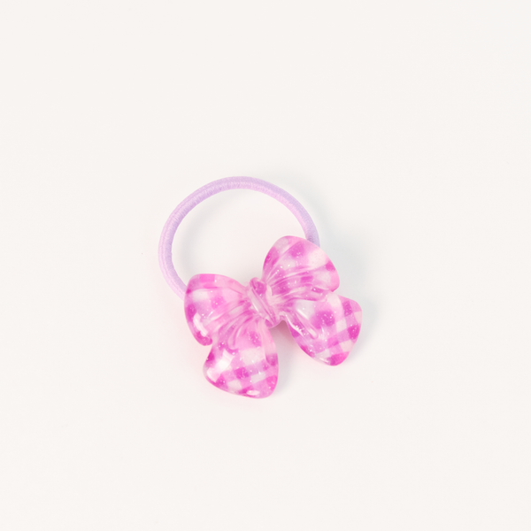Star Ribbon Resin Gingham & Glitter Hair Clip & Tie Set | Purple