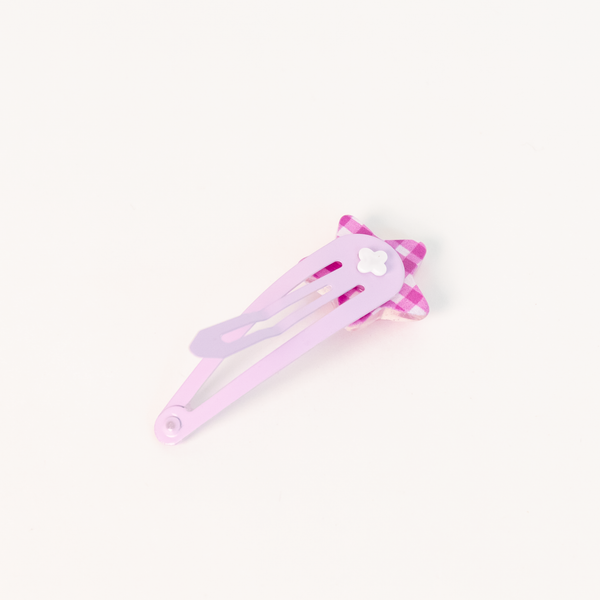 Star Ribbon Resin Gingham & Glitter Hair Clip & Tie Set | Purple