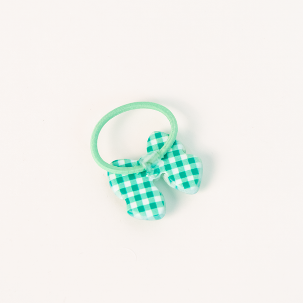 Star Ribbon Resin Gingham & Glitter Hair Clip & Tie Set | Green