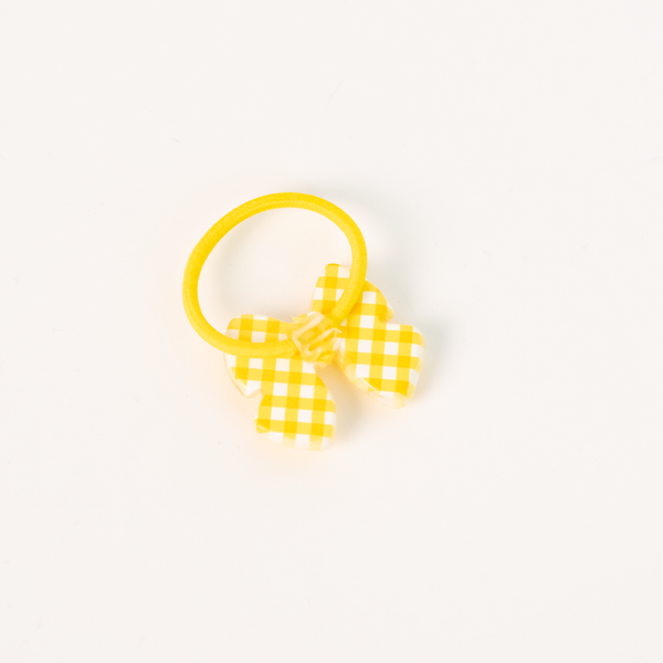 Star Ribbon Resin Gingham & Glitter Hair Clip & Tie Set | Yellow