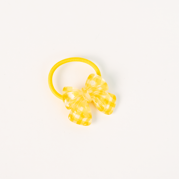 Star Ribbon Resin Gingham & Glitter Hair Clip & Tie Set | Yellow