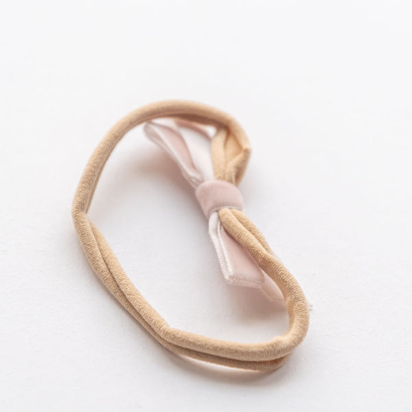 baby pink bow velvet elastic headband