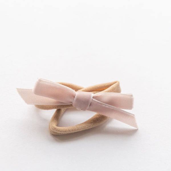 baby pink velvet bow elastic headband
