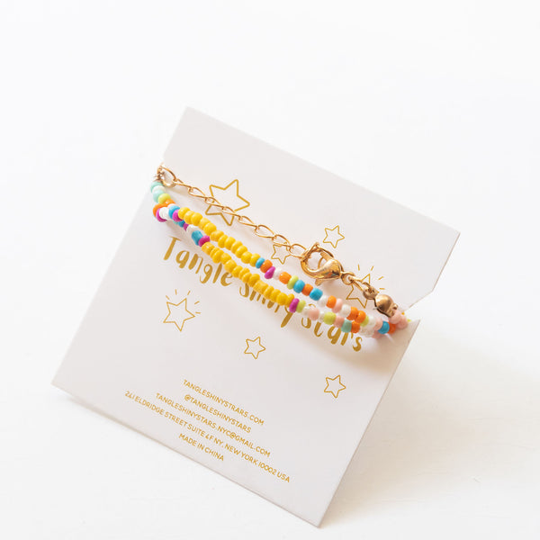 beaded necklace on the tag of the back