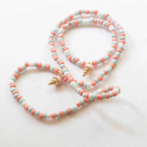 colorful beaded necklace and bracelet set with ice cream charms