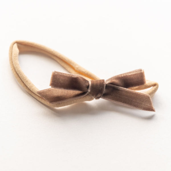 brown bow velvet elastic headband