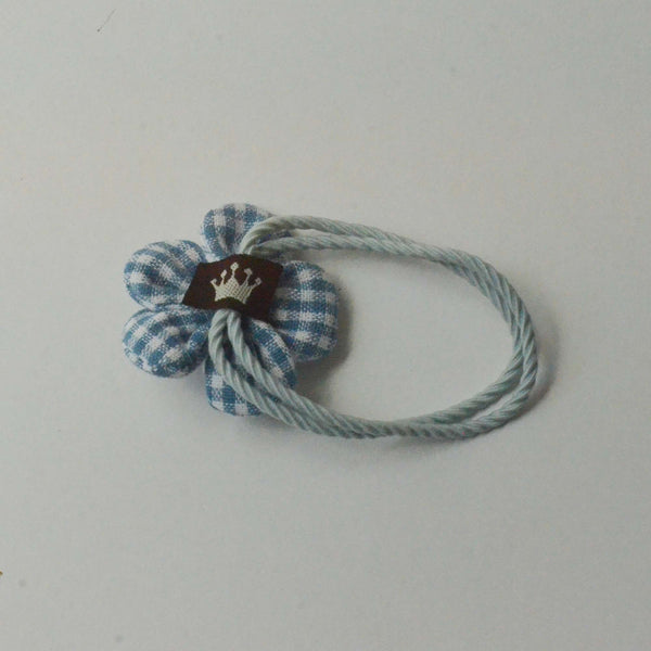 flower gingham hair tie colored blue