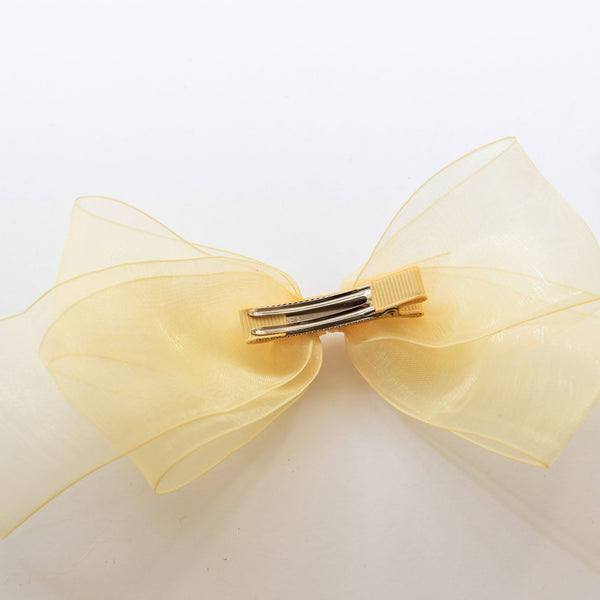 back of yellow bow hair alligator clip
