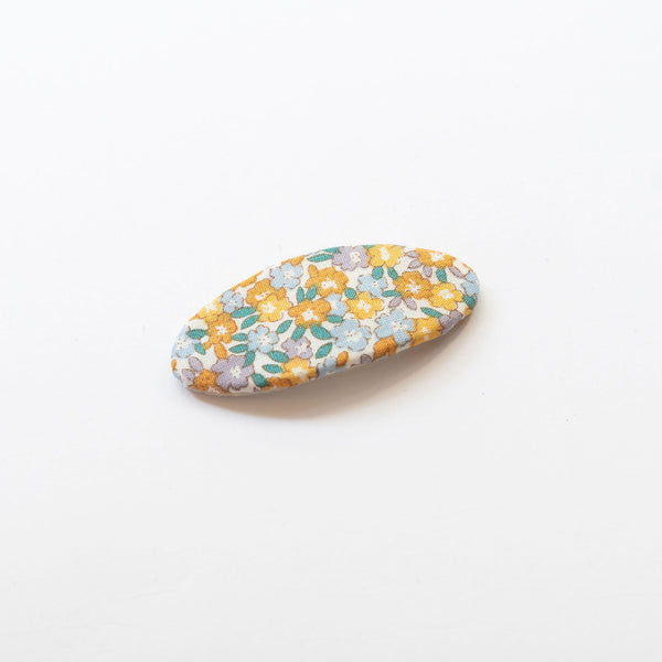 oval shaped yellow flower pattern hair snap clip