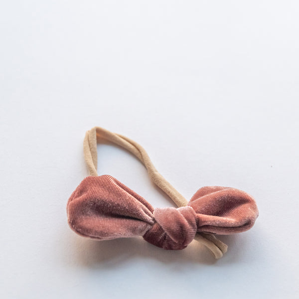 rosewood velvet bow elastic headband
