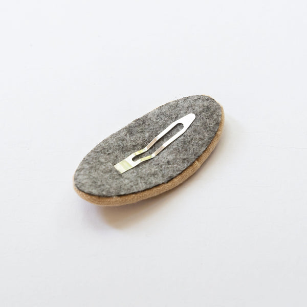 Oval Embroidered Floral Snap Hair Clips | Light Pink & Beige