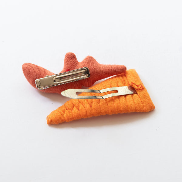 Dinosaur Fabric Hair Clips | Orange