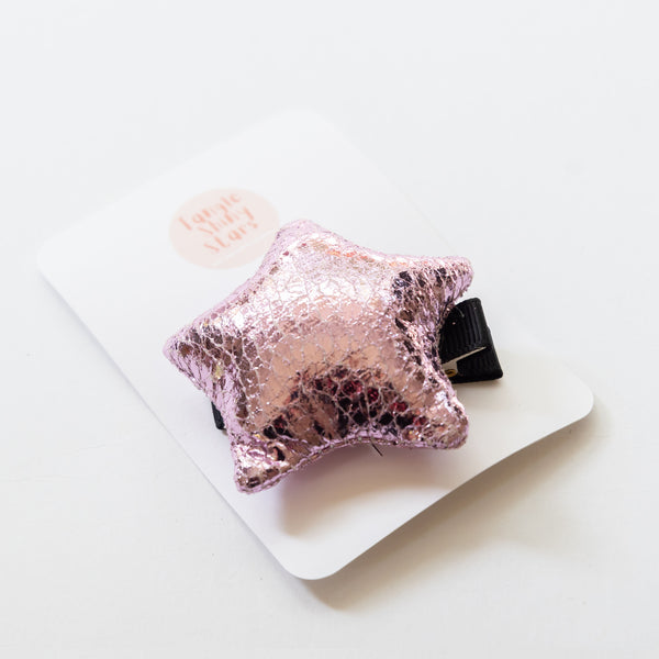 Metallic Star Hair Clip | Pink