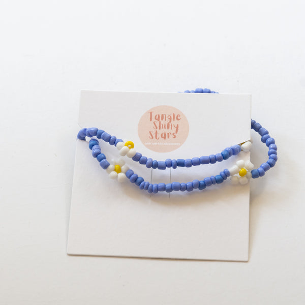 Flower Beads Necklace | Blue