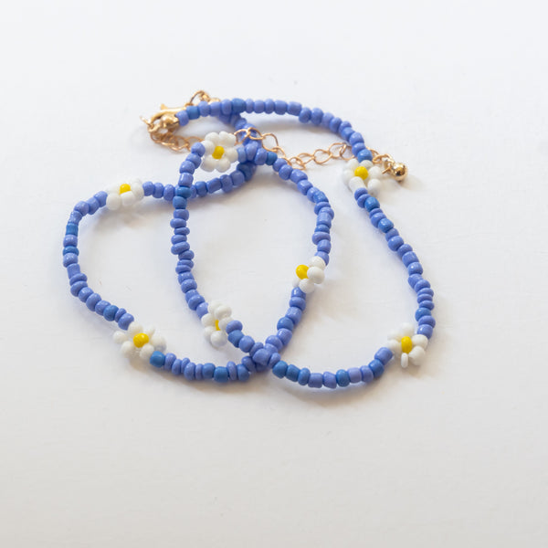 Flower Beads Necklace | Blue