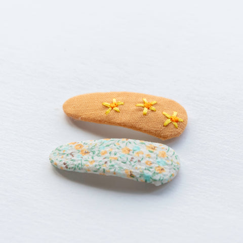 Embroidered non-slip hair clip (Yellow and flowers)
