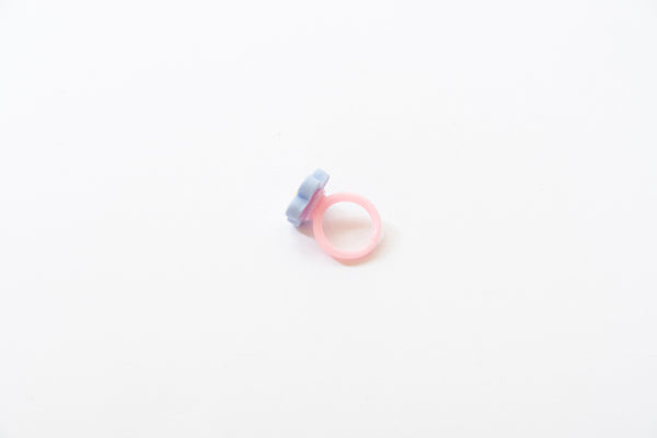 Flower Plastic Band Ring | Sky Blue