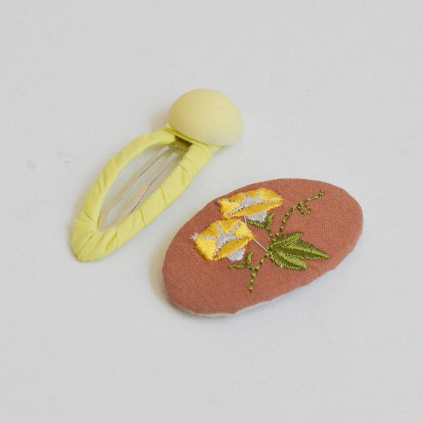 lime hair snap clip and brow oval embroidered hair snap clip