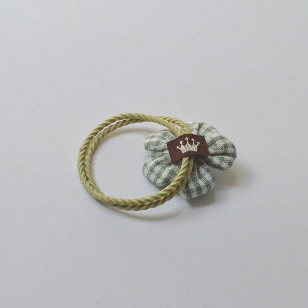 flower with gingham pattern hair tie colored green