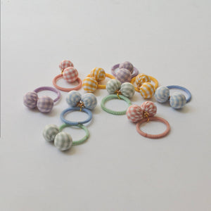 gingham ball hair tie bundle: pink, yellow, purple, blue, green