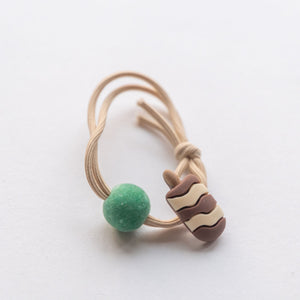 green ball and ice cream charms hair tie