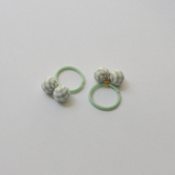 green gingham pattern mini balls hair ties