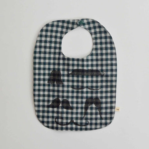 teal green gingham pattern baby bib