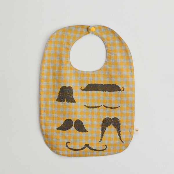 mustard gingham pattern baby bib