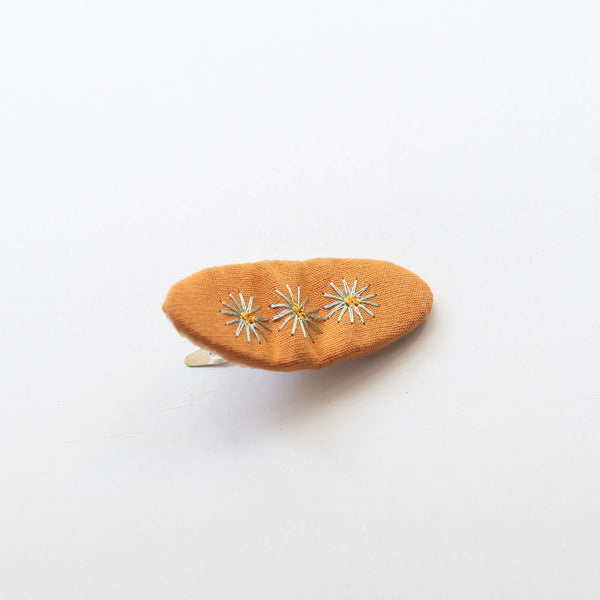 orange floral embroidered hair snap clip