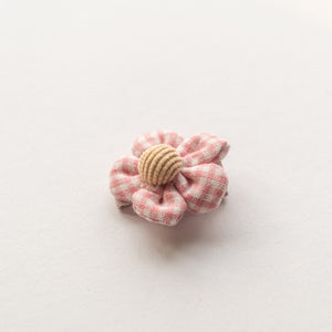 pink flower with gingham pattern hair clip