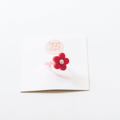 red flower plastic band ring