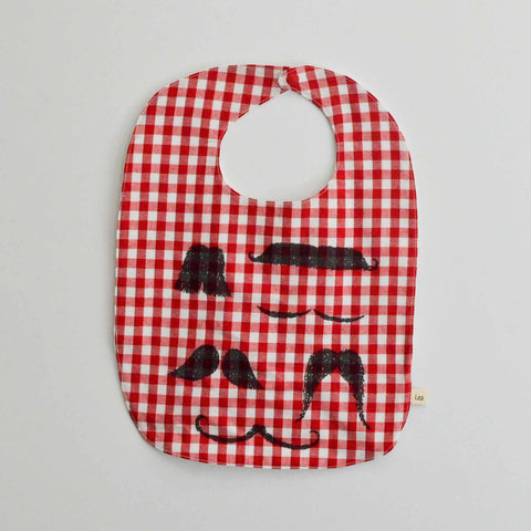 red gingham pattern baby bib