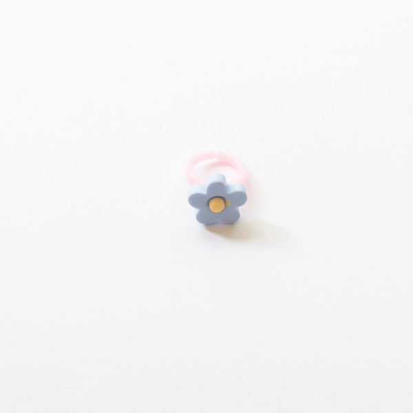 Flower Plastic Band Ring | Sky Blue