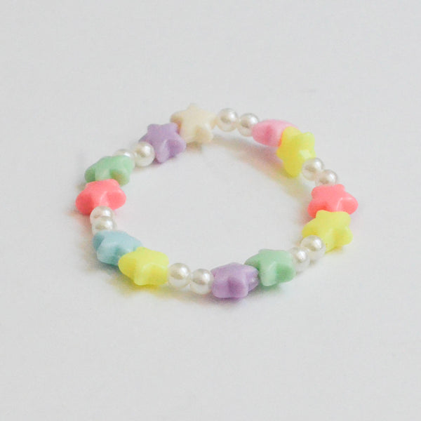 pearl bracelet with colorful stars charms