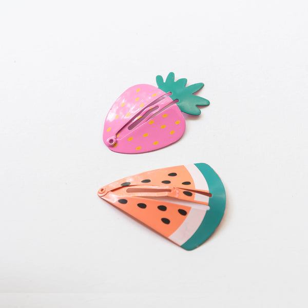 strawberry & watermelon metal hair clips