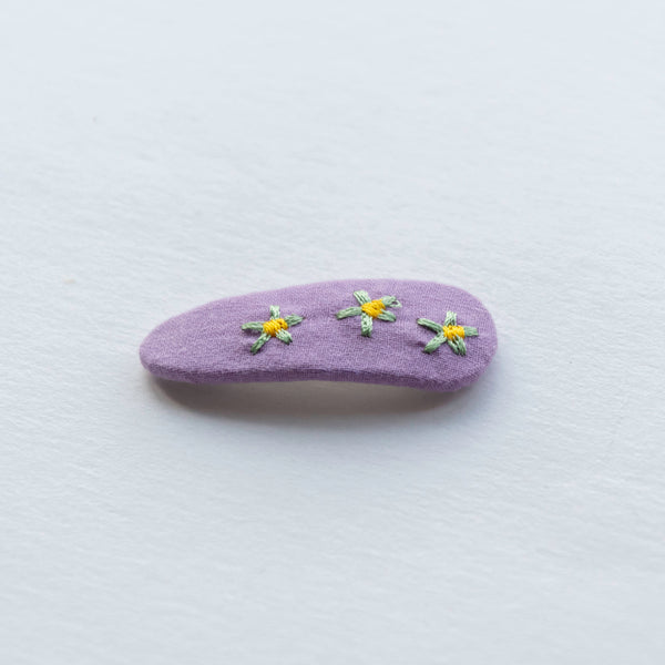 violet triangular flower embroidered hair clip