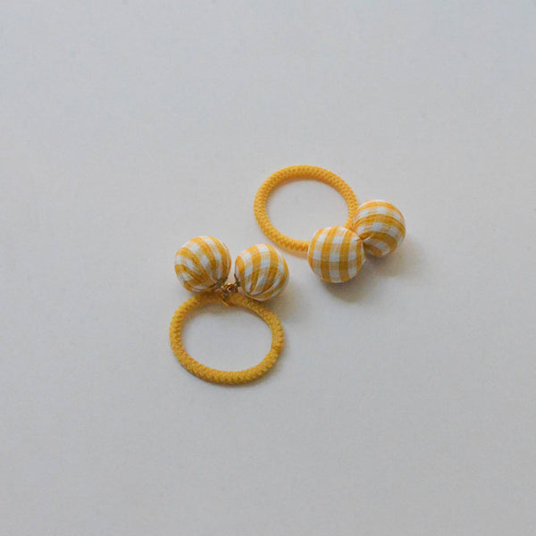 yellow gingham mini balls hair ties