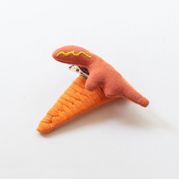 Dinosaur Fabric Hair Clips | Orange