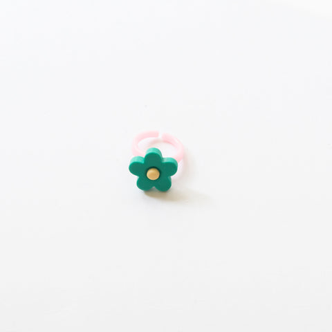 Handmade Plastic Flower Ring (Green)