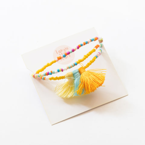 Handmade Bohemian Colorful Beads Tassel Necklace(Yellow & Blue & Orange)