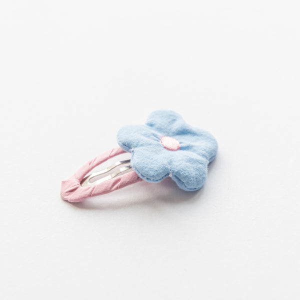 Flower Fabric Snap Hair Clip | Blue