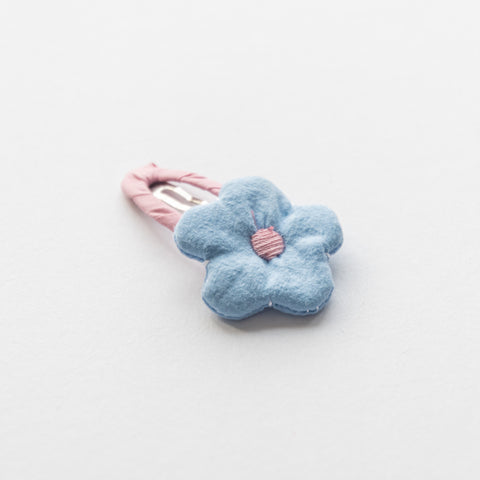 Blue Flower Fabric Snap Clip