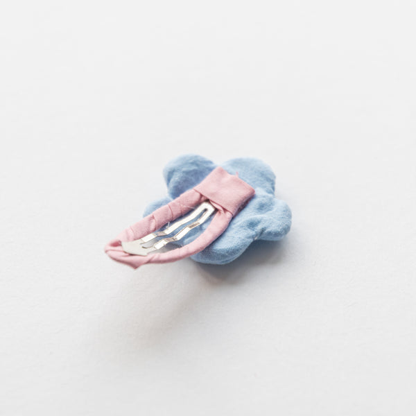 Flower Fabric Snap Hair Clip | Blue